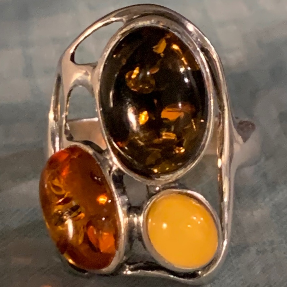 Beautiful sterling ring    various stones. - Picture 2 of 3